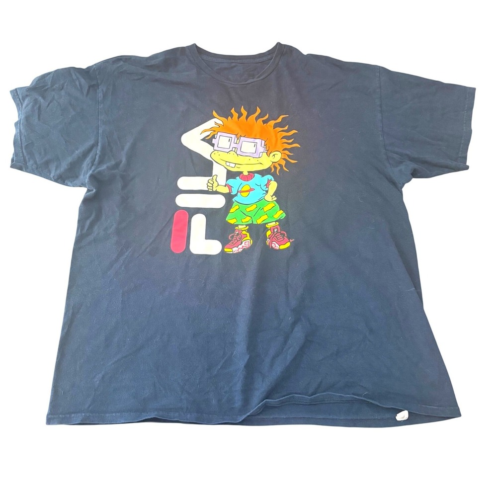 Fila x Nickelodeon Rugrats Chuckie Finster Graphic T Shirt Navy Mens XL 90's Y2K